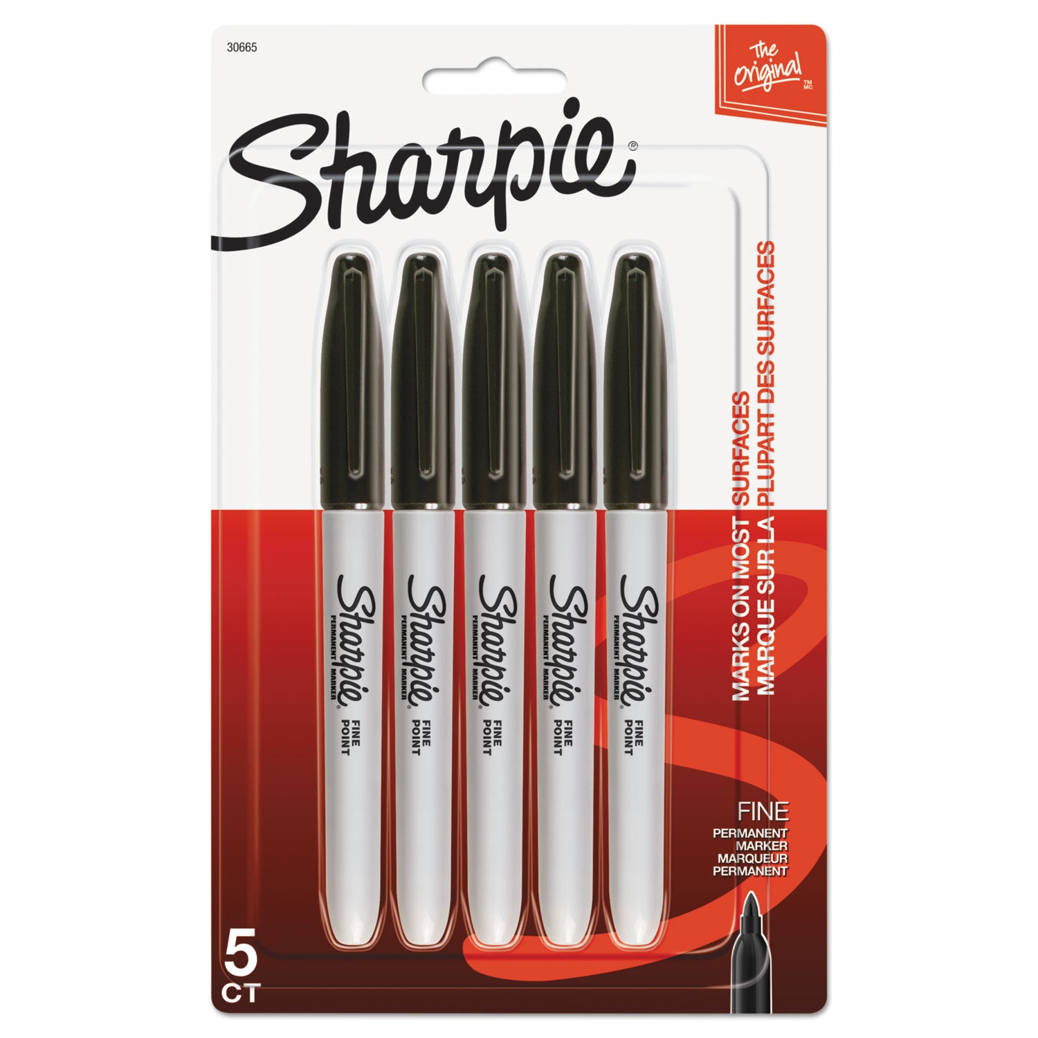 Medical Sharpie Sharpie® Fine Tip Permanent Marker, Fine Bullet Tip, Black, 5/Pack (SA ...