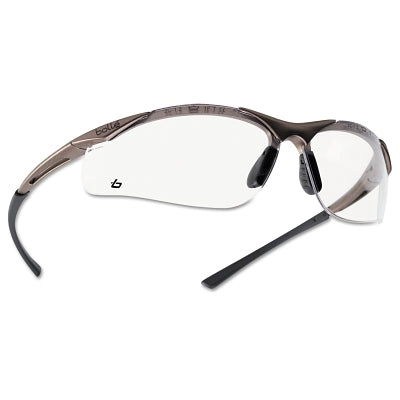 Bolle CONTOUR Safety Glasses, Clear Polycarbonate Lens, Anti-Fog/Anti-Scratch, Bronze Nylon/Rubber Frame (286-40044)