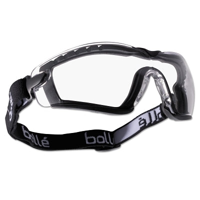 Bolle Cobra Series Safety Glasses, w/ Strap & Foam, Anti-Scratch, Anti-Fog, Clear Lenses, Black (286-40091)