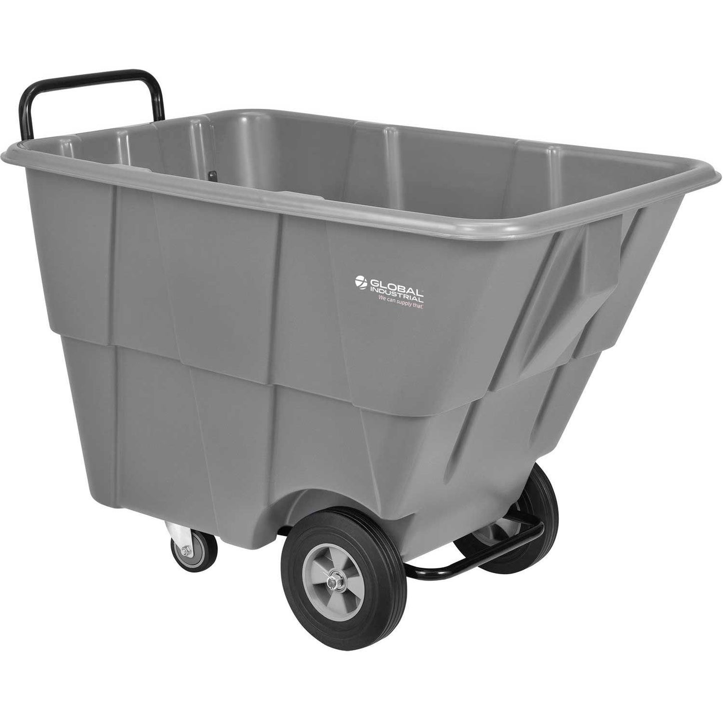 Global Industrial Standard Duty Plastic Tilt Truck, 1/2 Cu. Yd. Cap, 850 Lb Cap, Gray (WB984613)