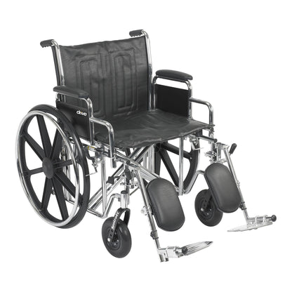 McKesson Bariatric Wheelchair Dual Axle Desk Length Arm Swing-Away Elevating Legrest Black Upholstery 22 Inch Seat Width Adult 450 lbs. Weight Capacity (1065281_EA)
