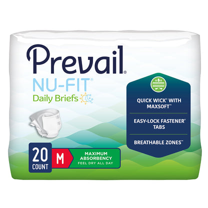 Prevail® Nu-Fit® Unisex Adult Incontinence Brief Medium Disposable Heavy Absorbency (1261576_PK)