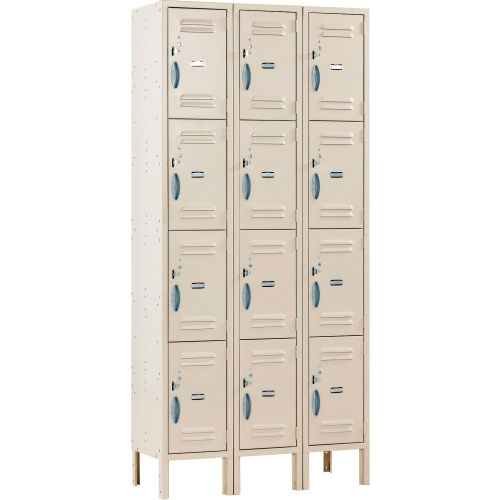 Global Industrial Capital 4-Tier 12 Door Locker, 36"W x 15"D x 78"H, Tan, Unassembled (WB290603)