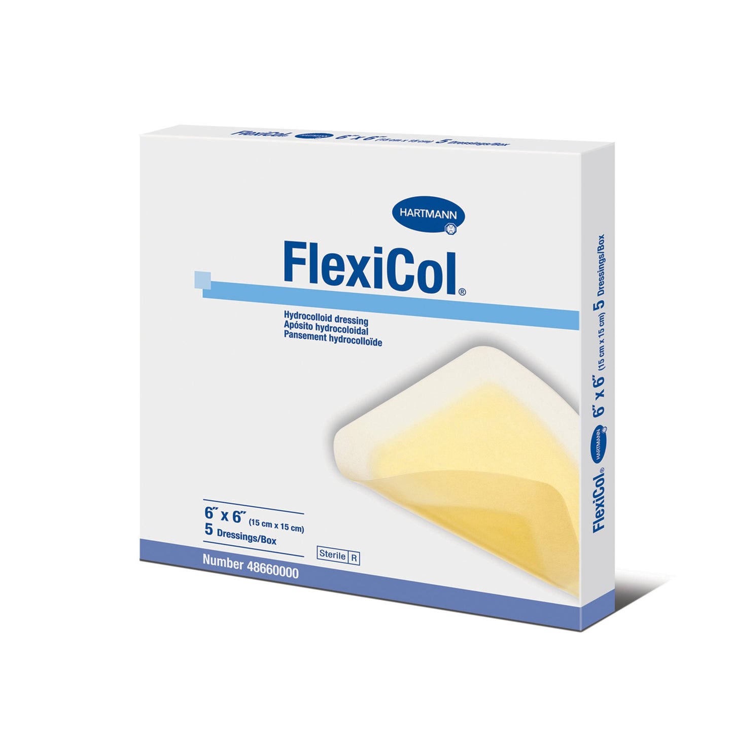 FlexiCol® Hydrocolloid Dressing Without Backing 6 X 6 Inch Square Hydrocolloid (575843_BX)