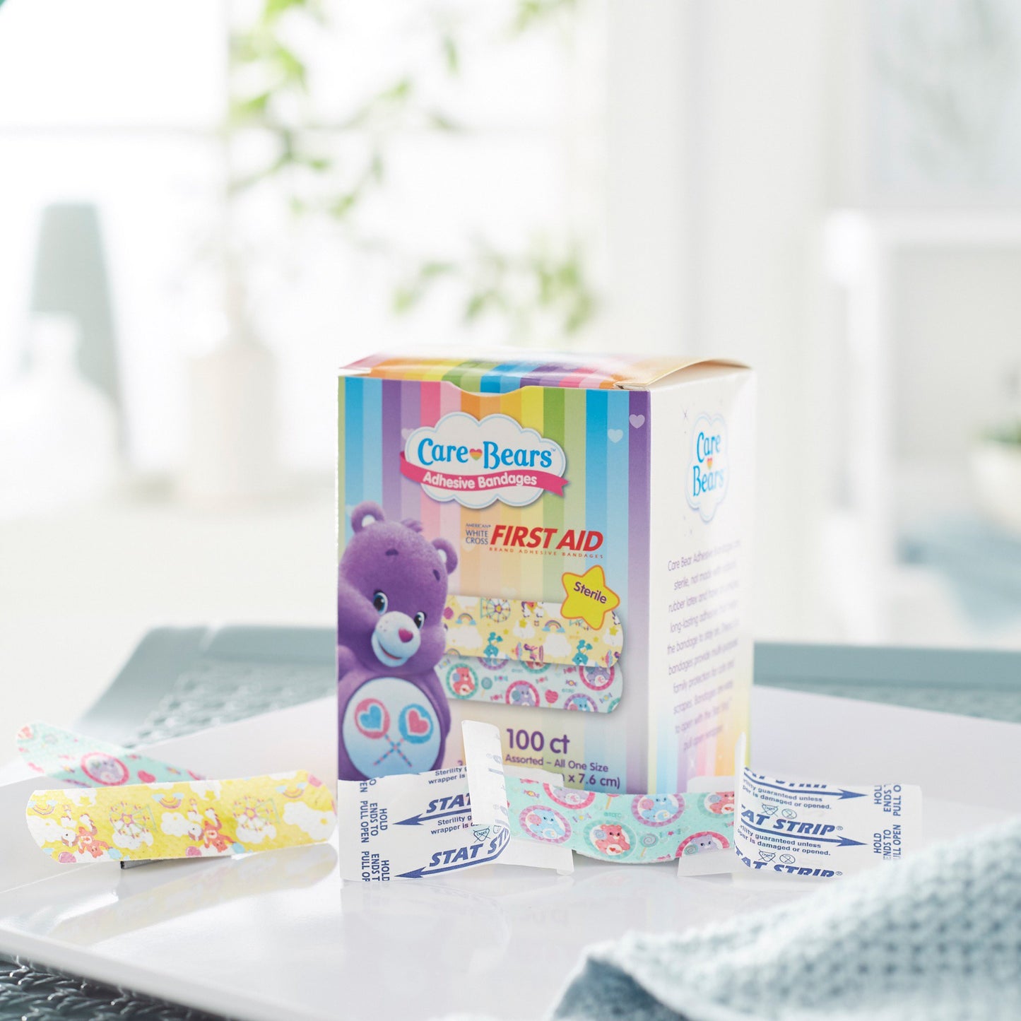 American® White Cross Stat Strip® Adhesive Strip 3/4 X 3 Inch Plastic Rectangle Kid Design (Care Bears) Sterile (980579_CS)