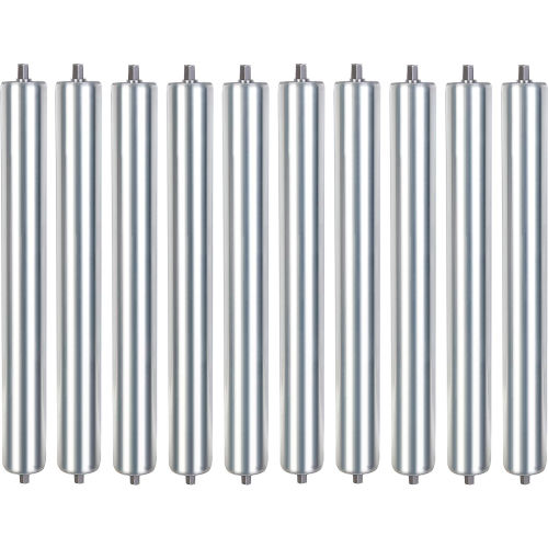 Global Industrial 15" Replacement Roller, 1.9" Dia., Galvanized Steel, Pack of 10 (WB293178)
