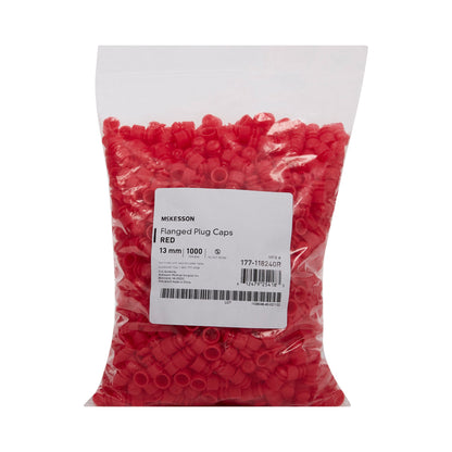 McKesson Tube Closure Polyethylene Flanged Plug Cap Red 13 mm For Use with 13 mm Blood Drawing Tubes, Glass Test Tubes, Plastic Culture Tubes NonSterile (1175283_CS)