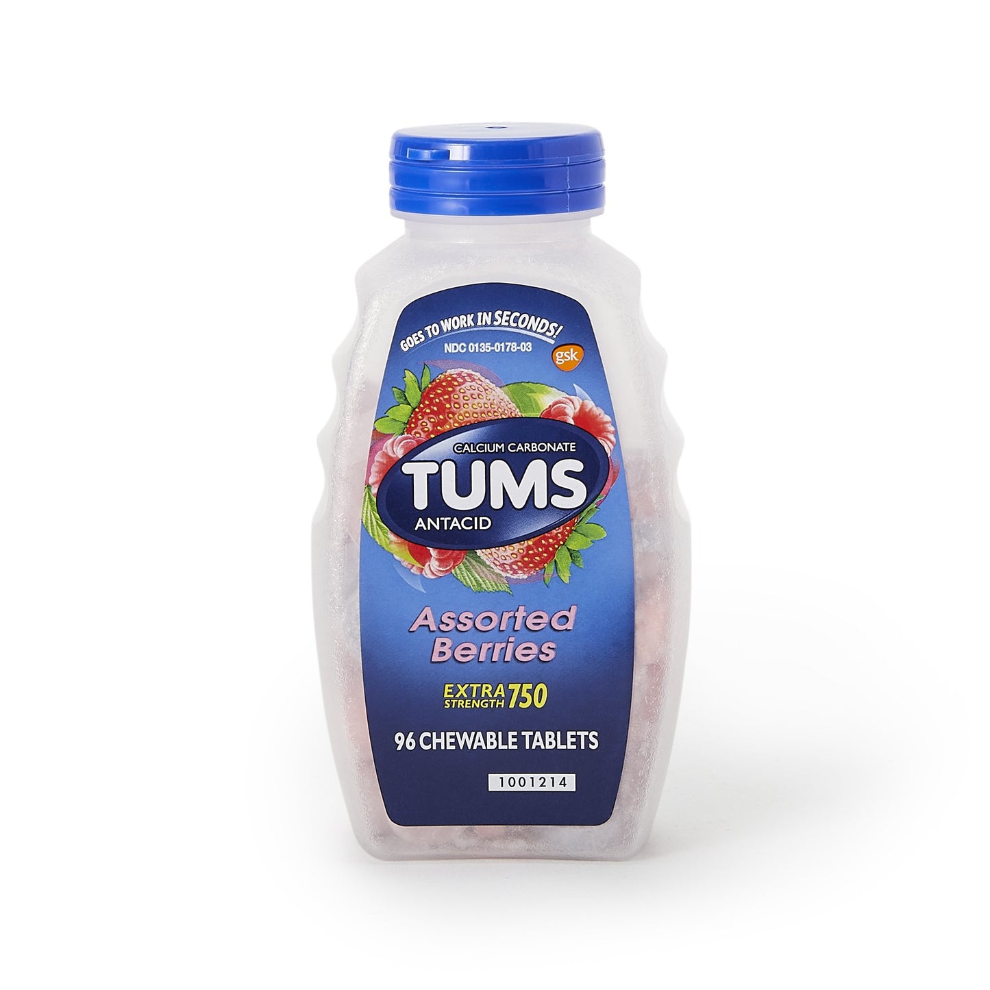 Tums® Extra Strength Antacid 750 mg Strength Chewable Tablet 96 per Bottle (866201_BT)