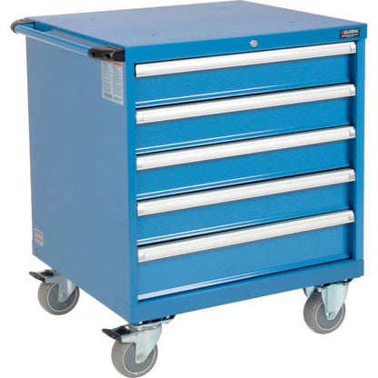 Global Industrial Mobile Modular Drawer Cabinet, 5 Drawers, w/Lock, 30"Wx27"Dx37"H, Blue (WB298447BL)