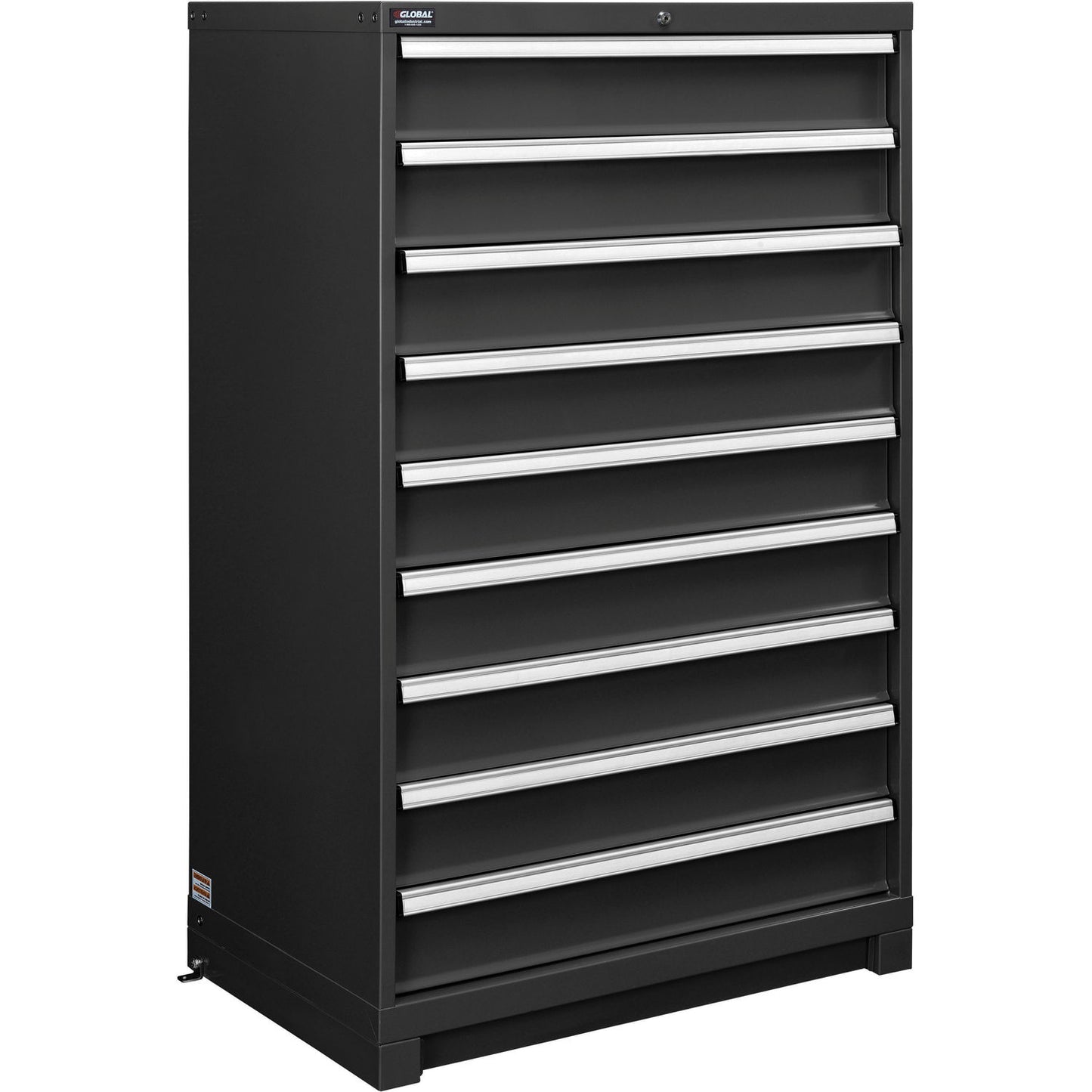 Global Industrial Modular Drawer Cabinet, 9 Drawers, w/Lock, 36"W x 24"D x 57"H, Black (WB298450BK)