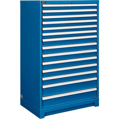Global Industrial Modular Drawer Cabinet, 14 Drawers, w/ Lock, 36"W x 24"D x 57"H, Blue (WB298451BL)