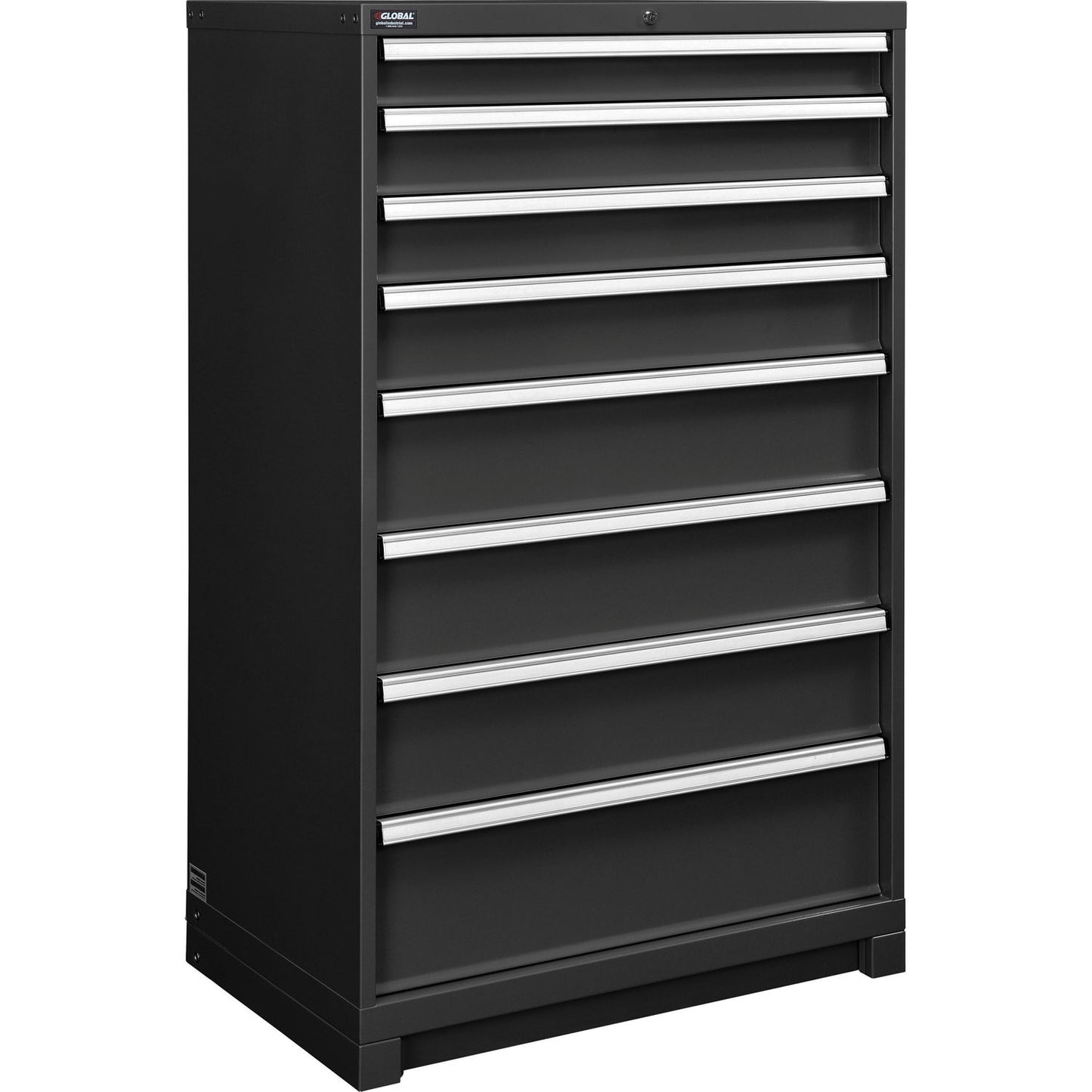 Global Industrial Modular Drawer Cabinet, 8 Drawers, w/Lock, 36"Wx24"Dx57"H, Black (WB298470BK)