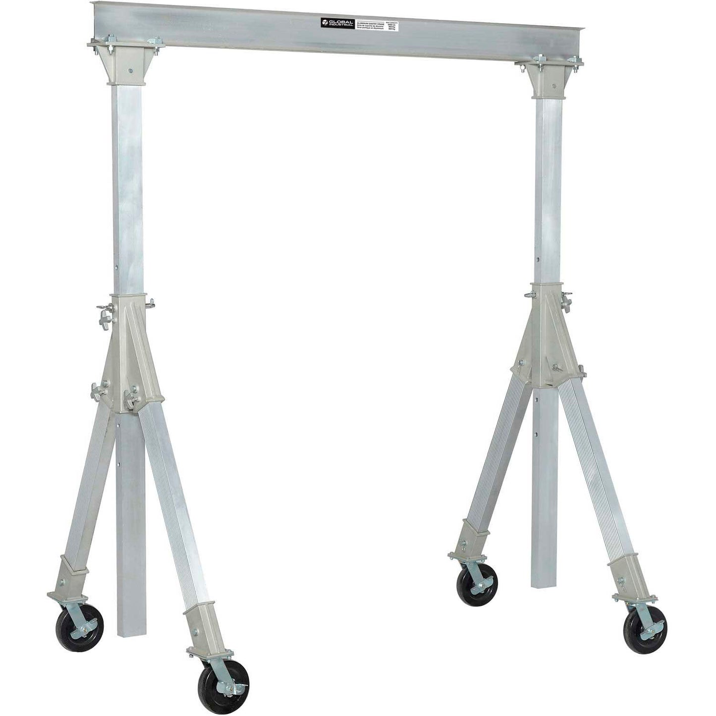 Global Industrial  Adjustable Height Aluminum Gantry Crane, 7'8"W x 7'8"-10'2"H, 2000 Lb. Cap. (WB298480)