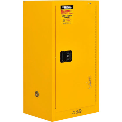 Global Industrial Flammable Cabinet, Self Close Single Door, 16 Gallon, 23"Wx18"Dx44"H (WB298600)