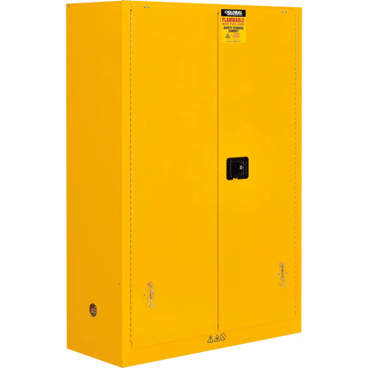 Global Industrial Flammable Cabinet, Self Close Double Door, 45 Gallon, 43"Wx18"Dx65"H (WB298601)