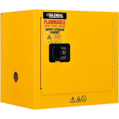 Global Industrial Flammable Cabinet, Manual Close Single Door, 6 Gallon, 23"Wx18"Dx22"H (WB298671)