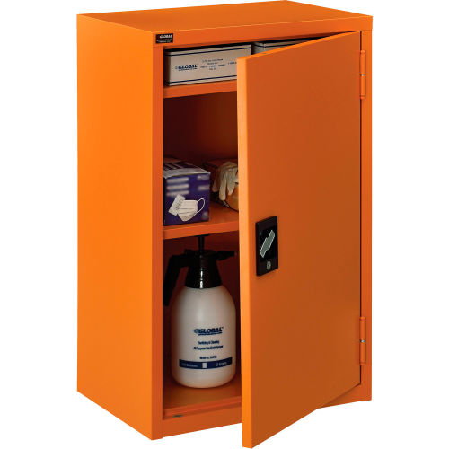 Global Industrial Emergency Preparedness Cabinet, Wall Mount, 18"Wx12"Dx26"H, Orange (WB298683)