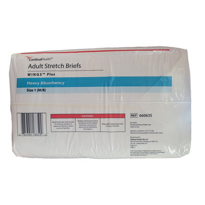 Wings™ Plus Unisex Adult Incontinence Brief Size 1 Disposable Heavy Absorbency (1214301_BG)