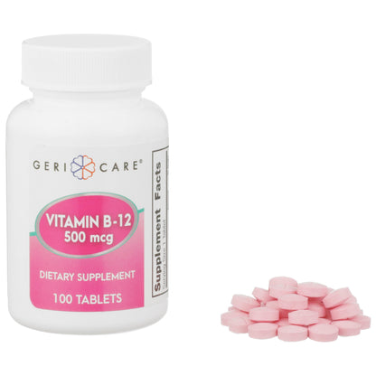 Geri-Care® Vitamin Supplement Vitamin B12 500 mcg Strength Tablet 100 per Bottle (1108646_BT)