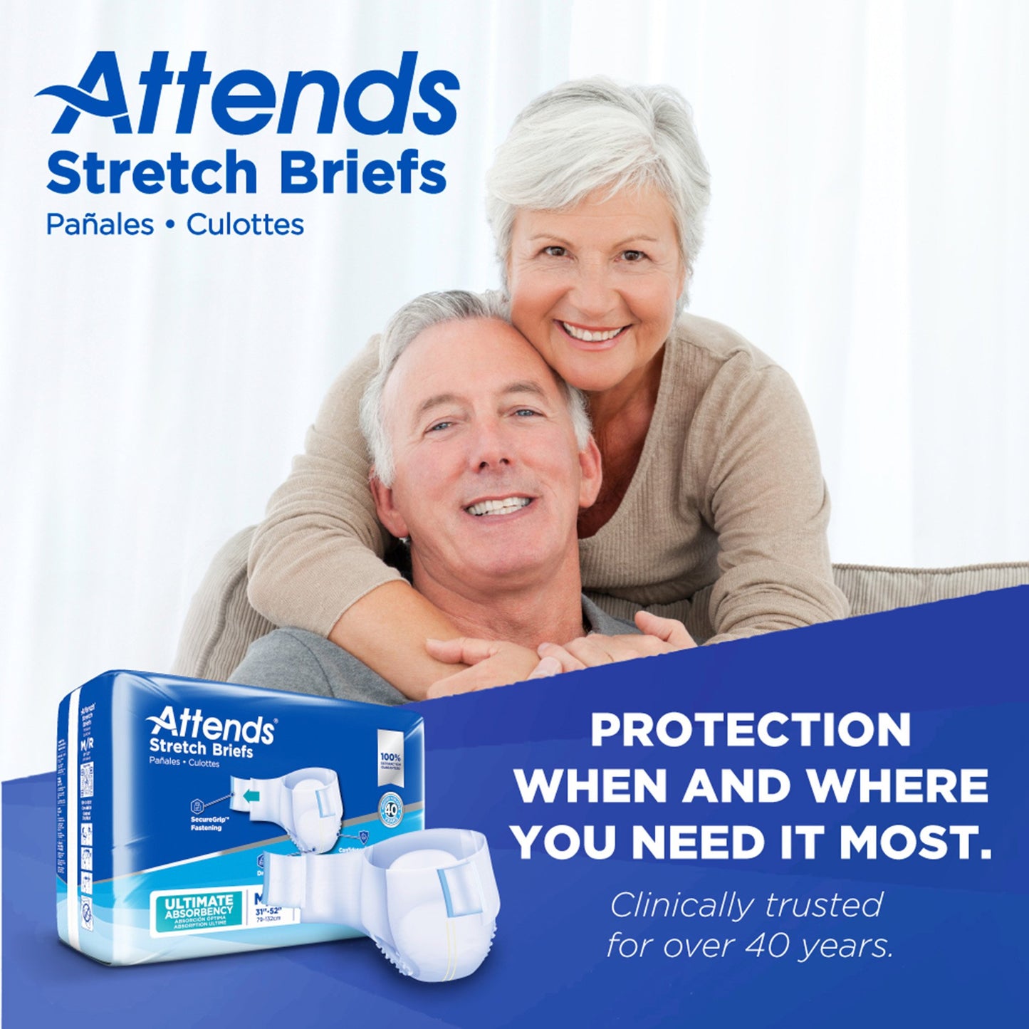 Attends® Stretch Unisex Adult Incontinence Brief Medium / Regular Disposable Heavy Absorbency (980213_CS)