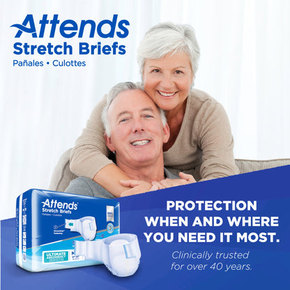 Attends® Stretch Unisex Adult Incontinence Brief Medium / Regular Disposable Heavy Absorbency (980213_CS)