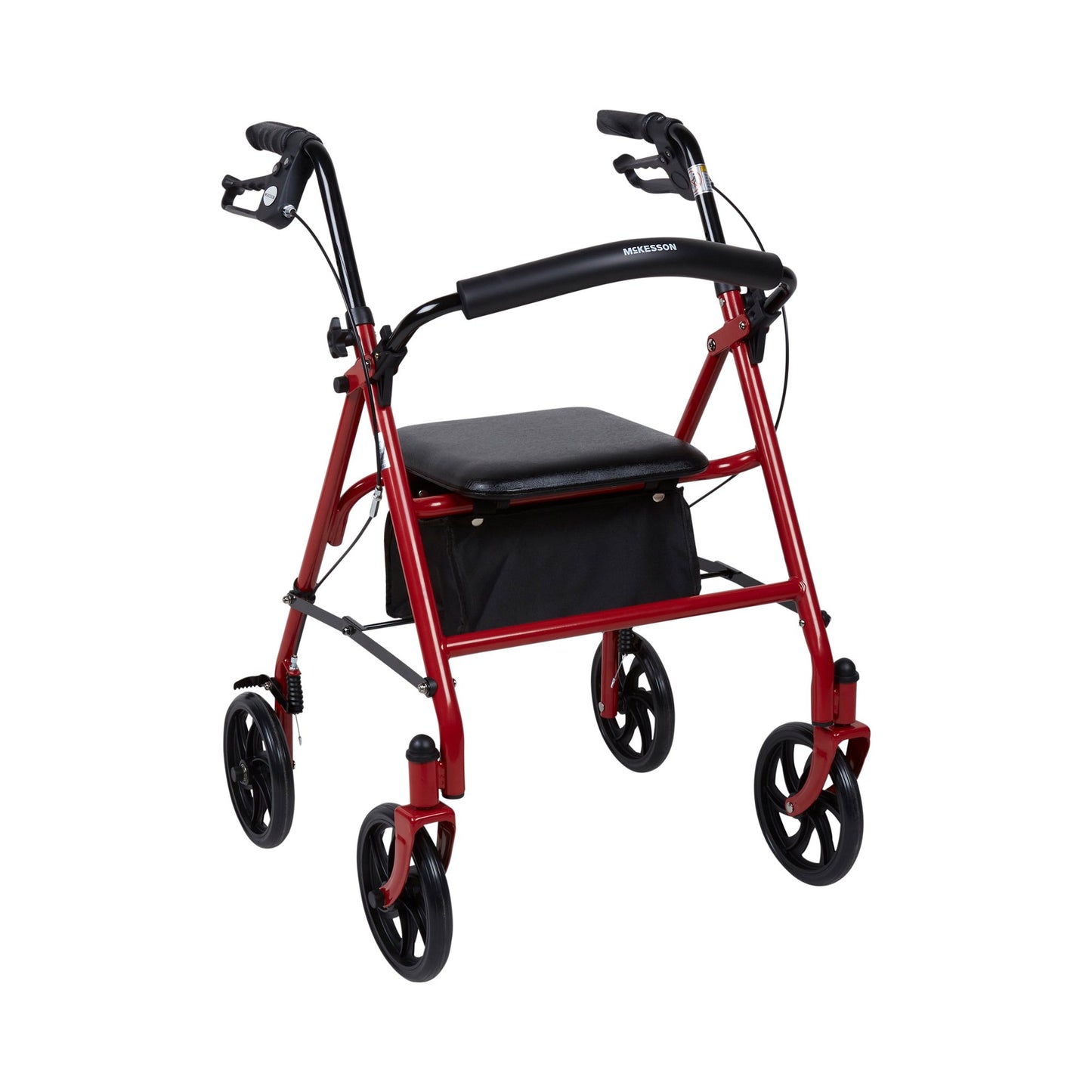 McKesson 4 Wheel Rollator Red Adjustable Height / Folding Steel Frame (1065268_EA)