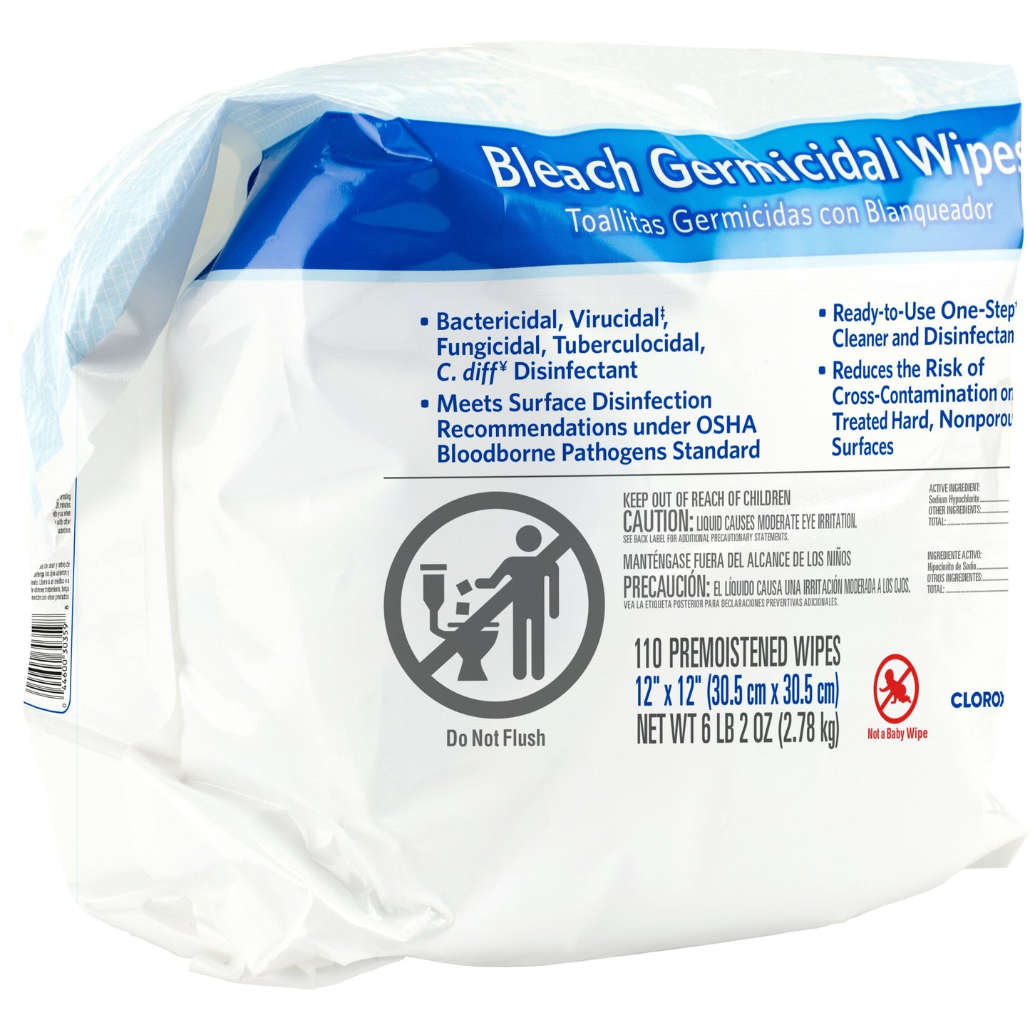 Clorox Healthcare® Bleach Germicidal Premoistened Germicidal Manual Pull Wipe 110 Count Pouch Floral Bleach Scent NonSterile (743112_CS)
