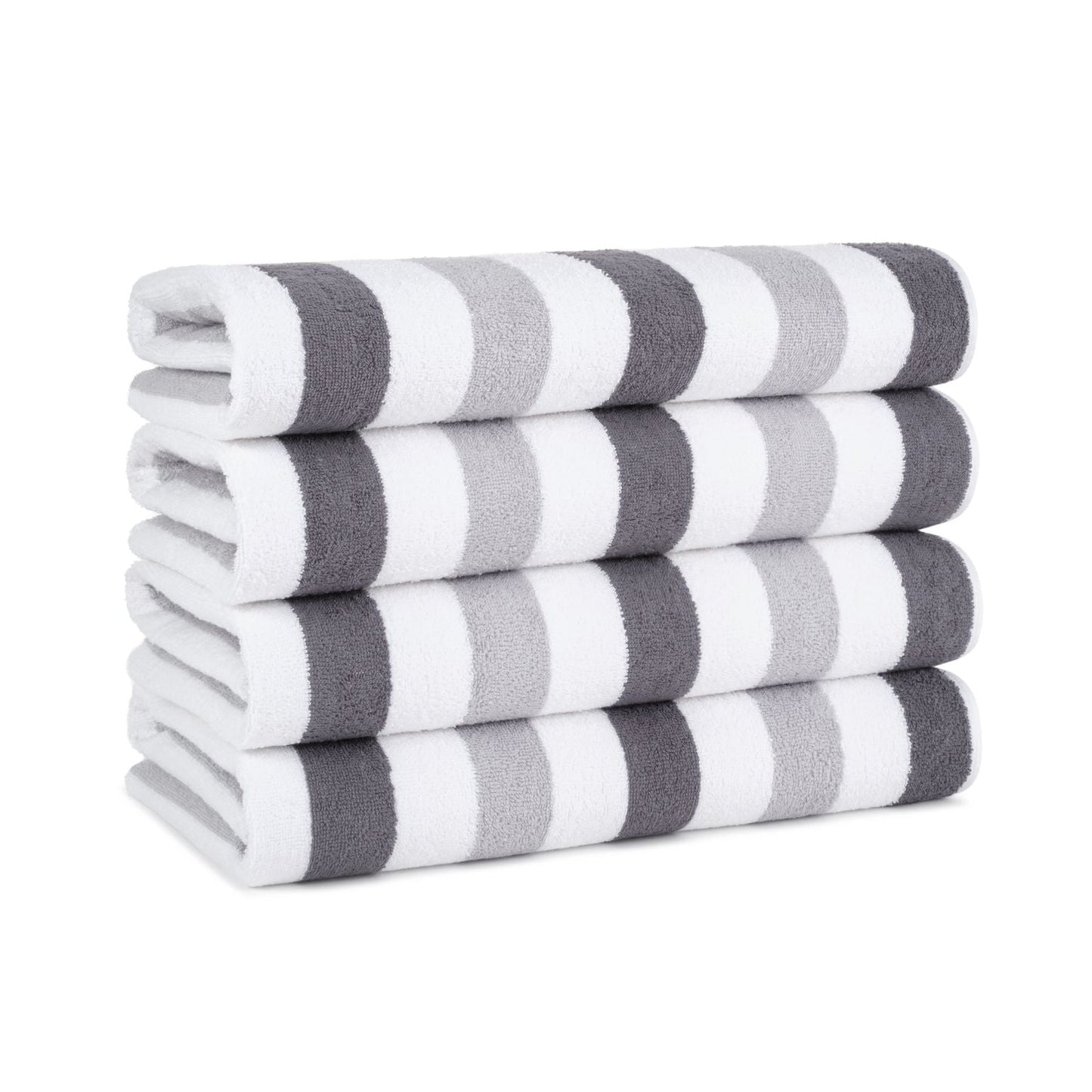 Hospeco® Cabo Cabana Beach Towel 30x70 Black/Grey, 4/Pack (CABOCABANA-BK/GY)