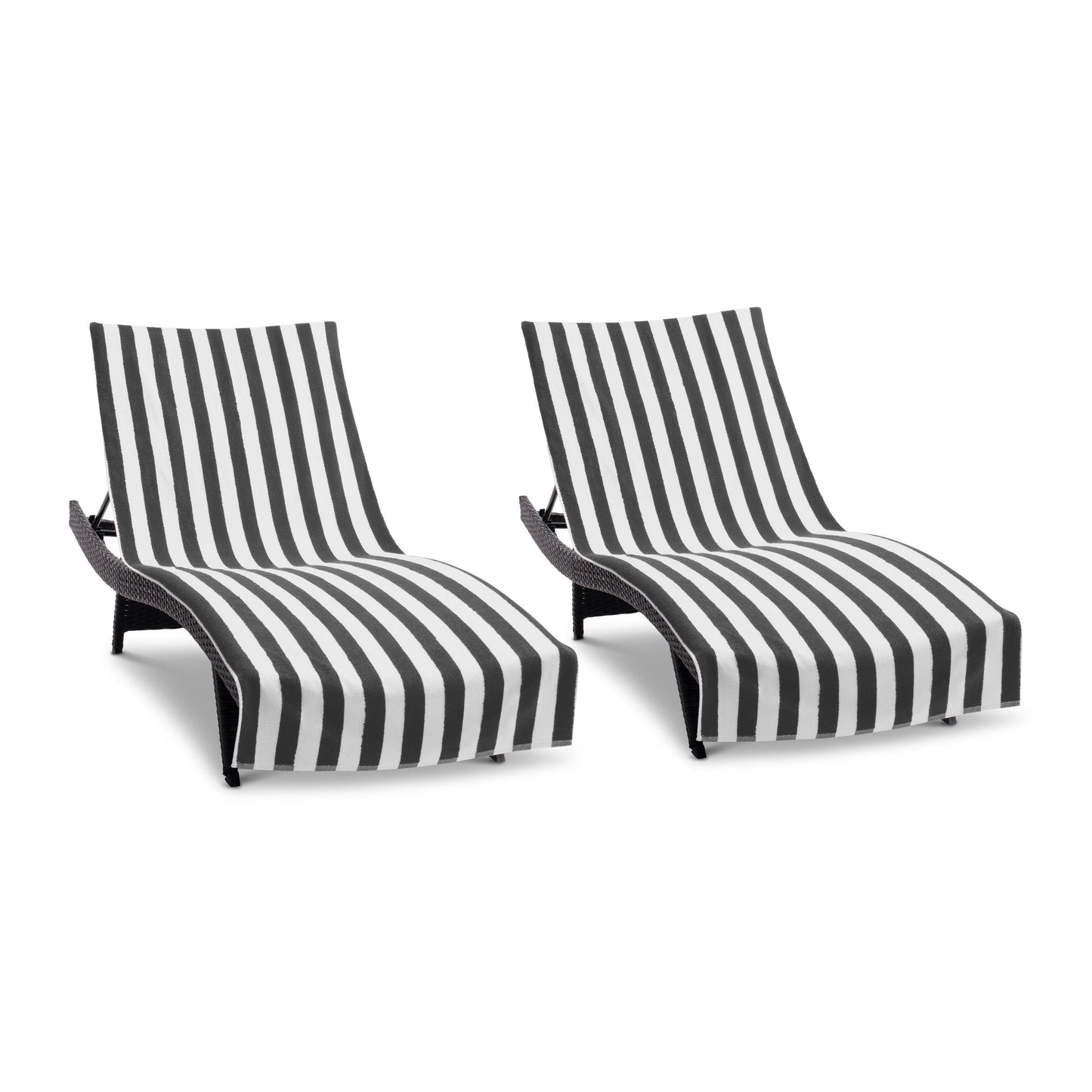 Arkwright Home California Cabana Chaise Cover 30x85 Black (2/Pack) (P-CC-CABANA-BK)