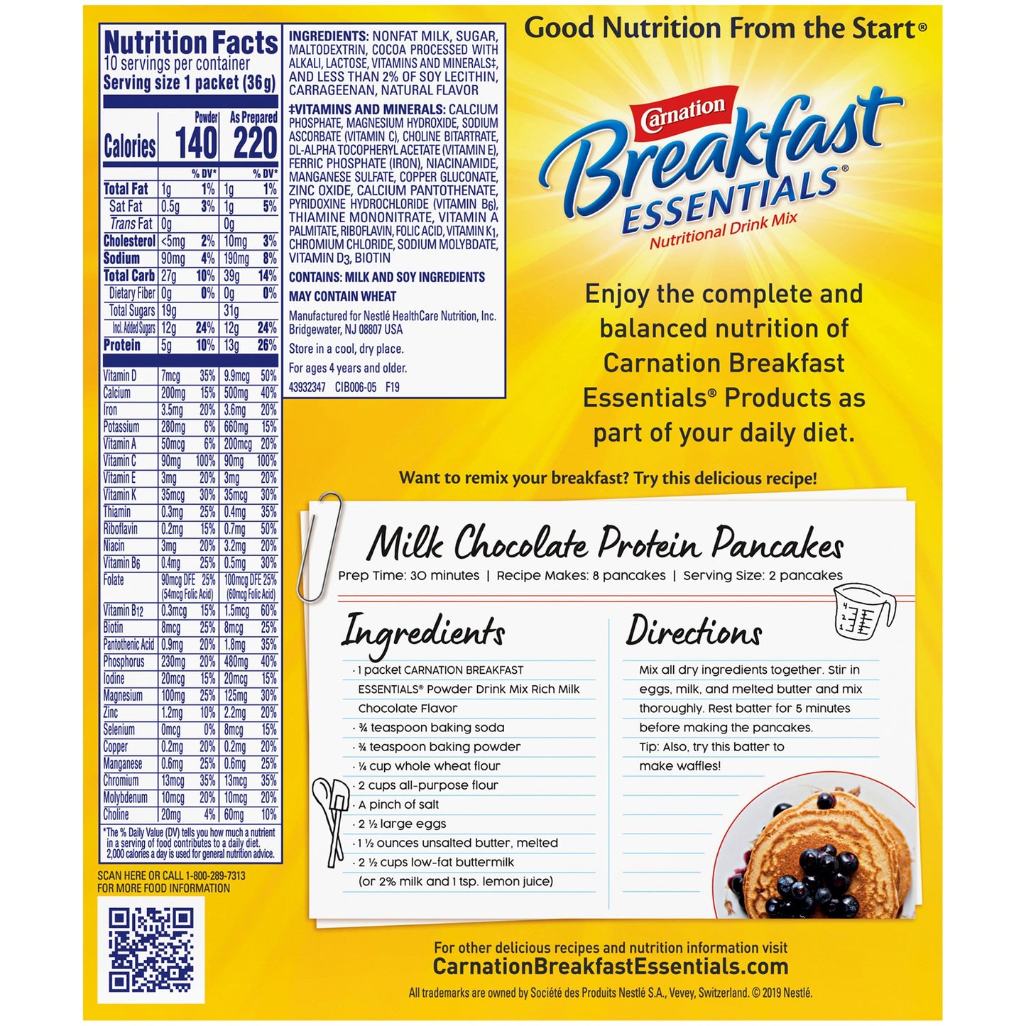 Carnation Breakfast Essentials® Oral Supplement Rich Milk Chocolate Flavor Powder 1.26 oz. Individual Packet (810729_EA)