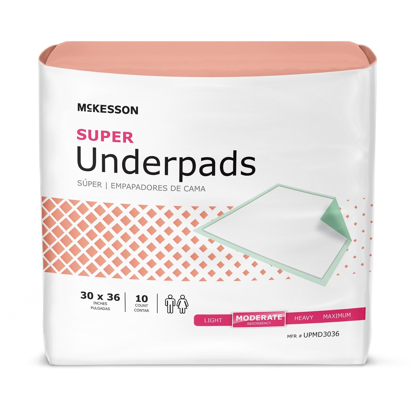 McKesson Super Disposable Underpad 30 X 36 Inch Fluff / Polymer Moderate Absorbency (724050_BG)