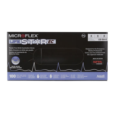 LifeStar™ EC Exam Glove Medium NonSterile Nitrile Extended Cuff Length Textured Fingertips White / Blue Fentanyl Tested (1086857_CS)