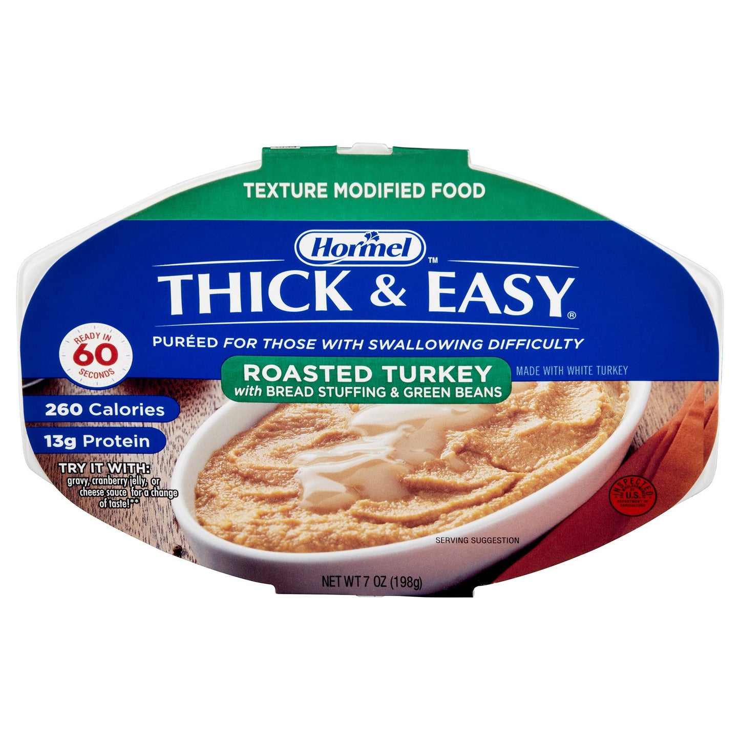 Thick & Easy® Purees Thickened Food 7 oz. Tray Turkey with Stuffing / Green Beans Flavor Puree IDDSI Level 2 Mildly Thick (797225_CS)