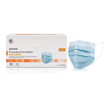 McKesson Procedure Mask ASTM Level 3 Earloops One Size Fits Most (1221960_CS)