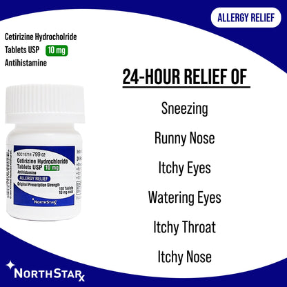 NorthStar Cetirizine HCl 10 mg Tablet 100 Tablets (1116433_BT)