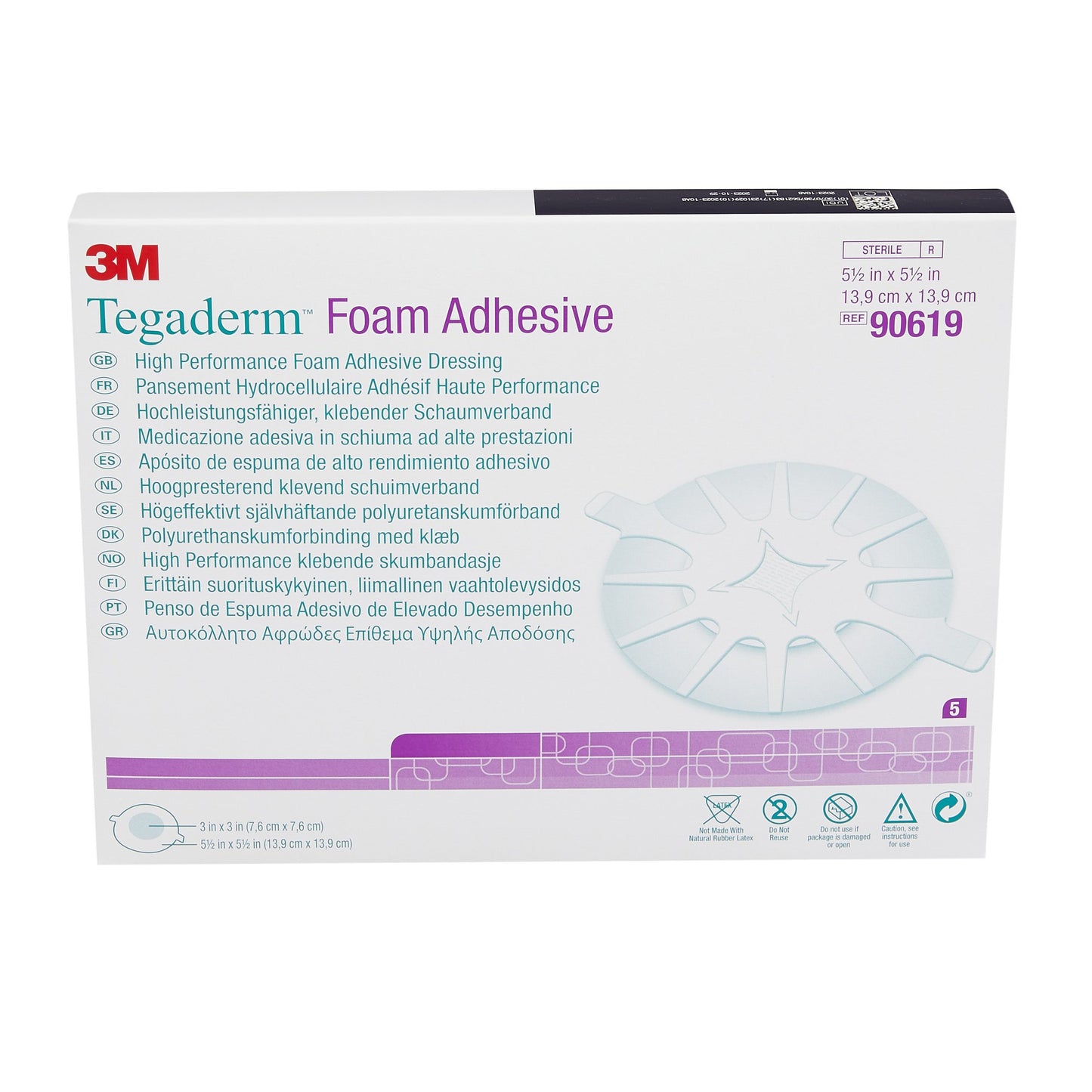3M™ Tegaderm™ High Performance Foam Dressing 5-1/2 X 5-1/2 Inch With Border Film Backing Acrylic Adhesive Heel Sterile (472010_BX)