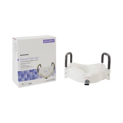 McKesson Raised Toilet Seat with Arms 5 Inch Height Standard / Elongated 300 lbs. Weight Capacity (1065229_EA)