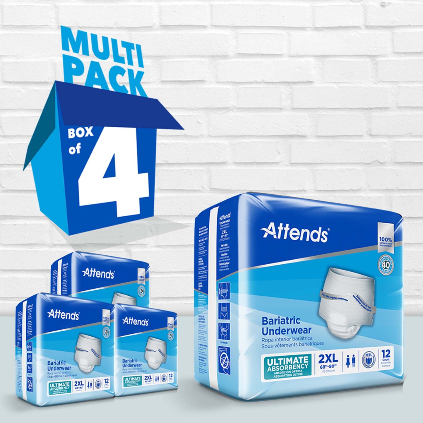 Attends® Bariatric Unisex Adult Absorbent Underwear Pull On with Tear Away Seams 2X-Large Disposable Heavy Absorbency (950228_CS)