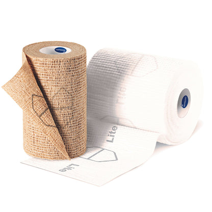 TwoPress® 2 Lite 2 Layer Compression Bandage System with Visible Indicators 4 Inch X 7.1 Yard / 4 Inch X 8.9 Yard Self-Adherent Closure Tan / White NonSterile Standard Compression (1198254_KT)