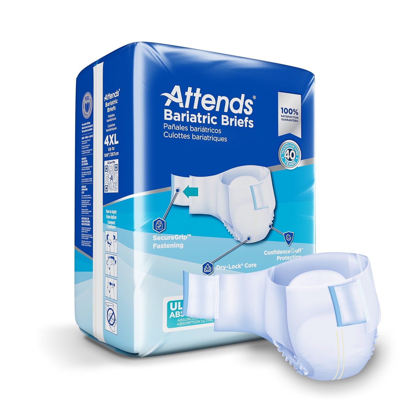 Attends® Bariatric Unisex Adult Incontinence Brief 4X-Large Disposable Heavy Absorbency (955308_BG)
