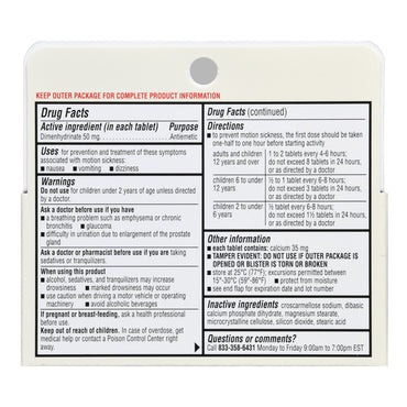 Foster & Thrive™ Nausea Relief 50 mg Strength Tablet 12 per Box (1235083_BX)