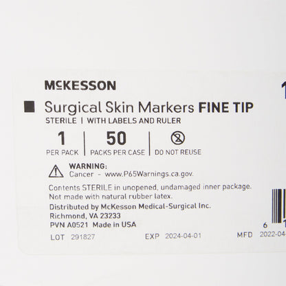 McKesson Skin Marker with Ruler and Labels Gentian Violet Ink Sterile Full Size Fine Tip (1182556_BX)