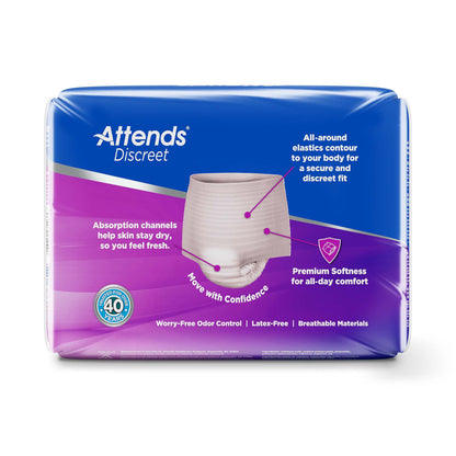 Attends® Discreet Female Adult Absorbent Underwear Pull On with Tear Away Seams Large Disposable Heavy Absorbency (1039111_CS)