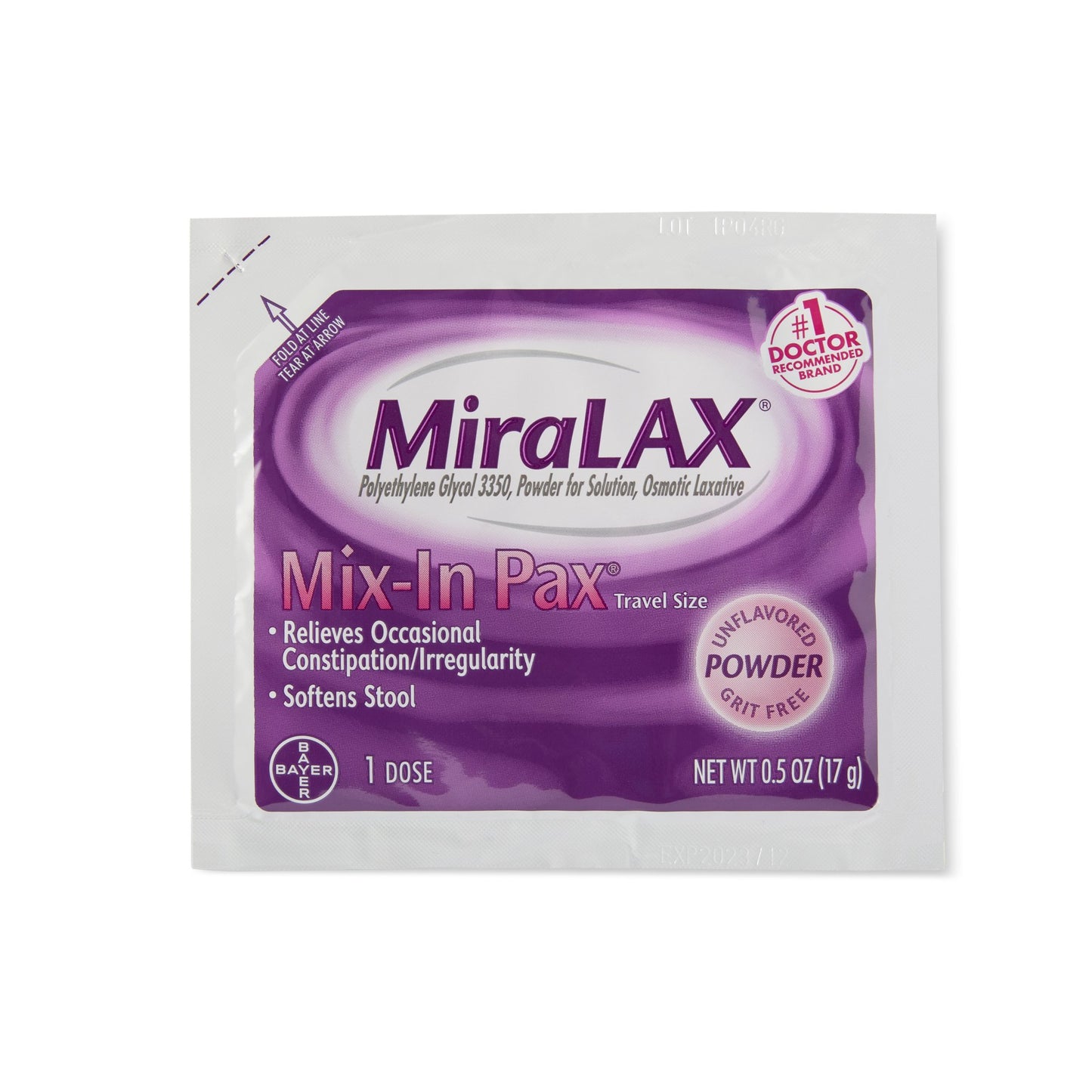 MiraLAX® Laxative Powder 24 per Box 17 Gram Strength Polyethylene Glycol 3350 (720751_BX)