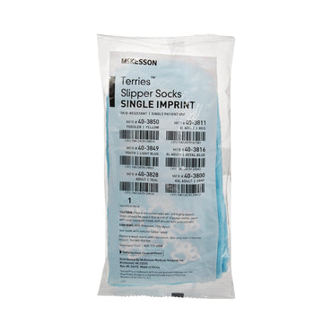 McKesson Terries™ Slipper Socks Unisex Child Single Tread Single Patient Use Light Blue (334873_CS)