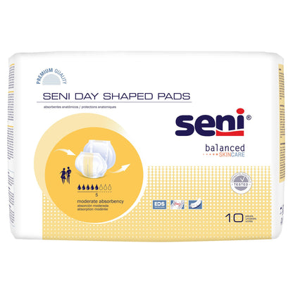 Seni® Shaped Day Pads Incontinence Liner 25 Inch Length Moderate Absorbency Super Absorbent Core One Size Fits Most (1223799_CS)