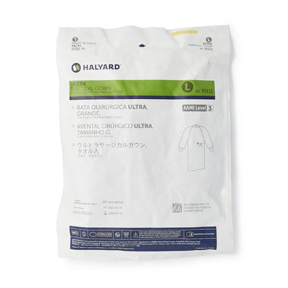 ULTRA Non-Reinforced Surgical Gown with Towel Large Blue Sterile AAMI Level 3 Disposable (217165_CS)