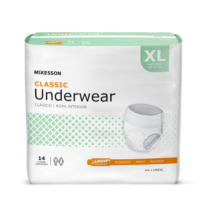 McKesson Classic Unisex Adult Absorbent Underwear Pull On with Tear Away Seams X-Large Disposable Light Absorbency (884178_BG)