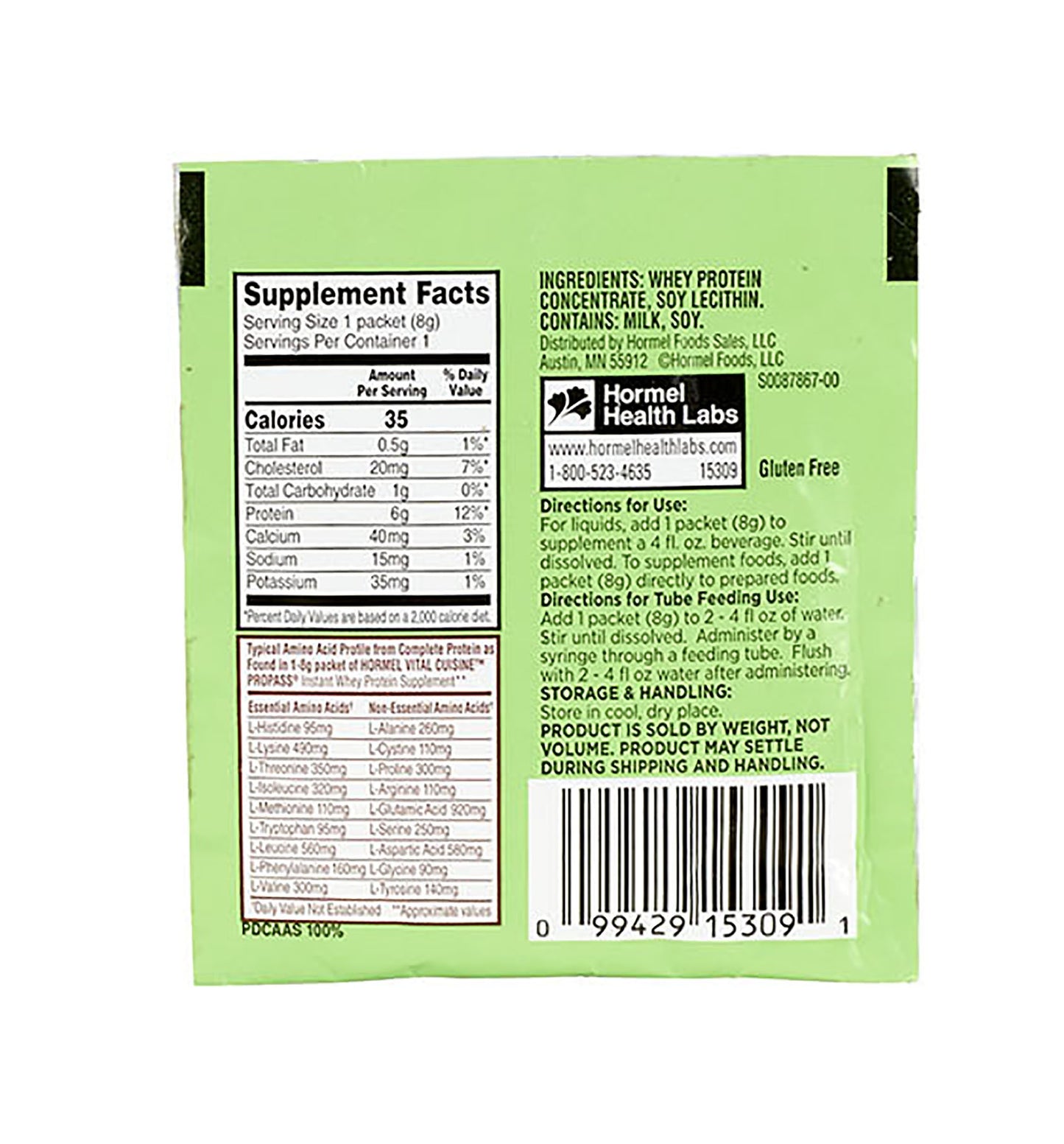 Hormel Vital Cuisine® PROPASS® Oral Supplement Unflavored Powder 0.28 oz. Individual Packet (581333_EA)