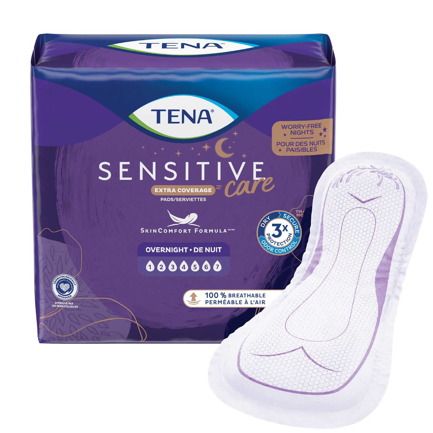 TENA® Sensitive Care Extra Coverage Bladder Control Pad 16 Inch Length Heavy Absorbency Super Absorbent Core One Size Fits Most (1009261_CS)